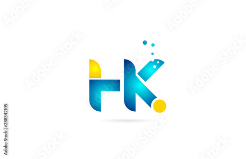letter combination hk h k orange blue alphabet for company logo