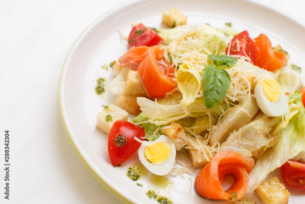 seafood salad with a eggs on a white background seafood salad with a eggs on a white background