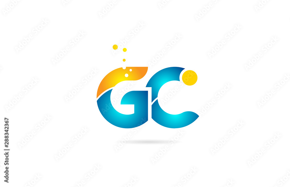 letter combination gc g c orange blue alphabet for company logo Stock ...