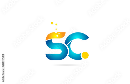 letter combination sc s c orange blue alphabet for company logo