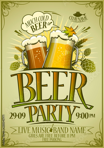 Beer party vector poster design