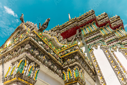 Colorful details of the Wat Pho Temple in Bangkok, Thaliand photo