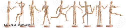 Photography Set wooden figure a man on white background isolation