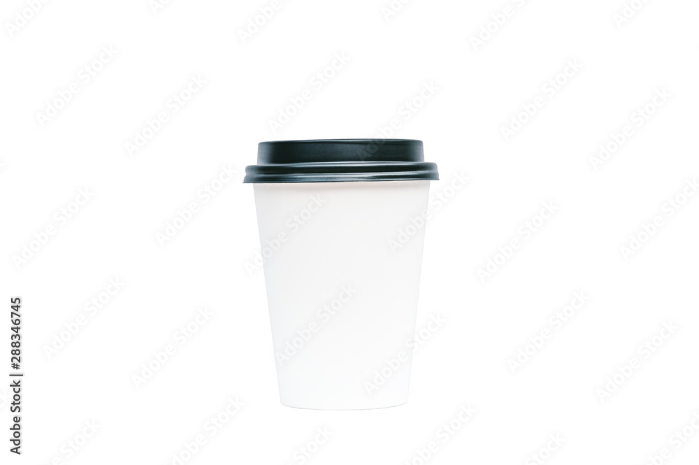 isolated coffee cup with a black lid, on a white background. isolated coffee cup with a black lid, on a white background.