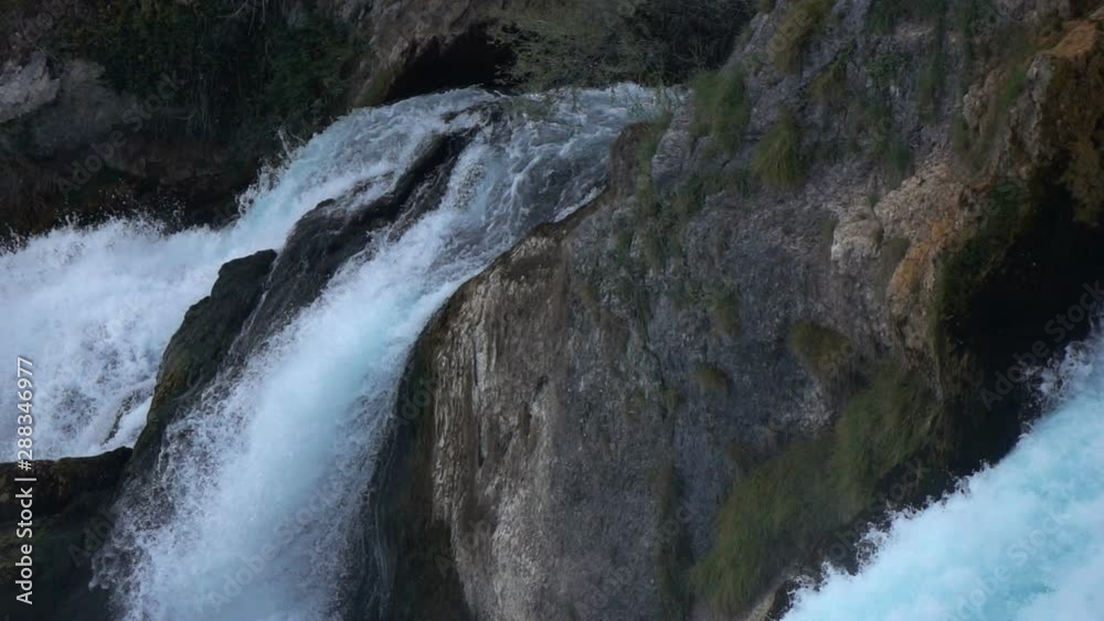 Amazing Rhine Falls waterfall in Switzerland, slow motion Amazing Rhine Falls waterfall in Switzerland, slow motion