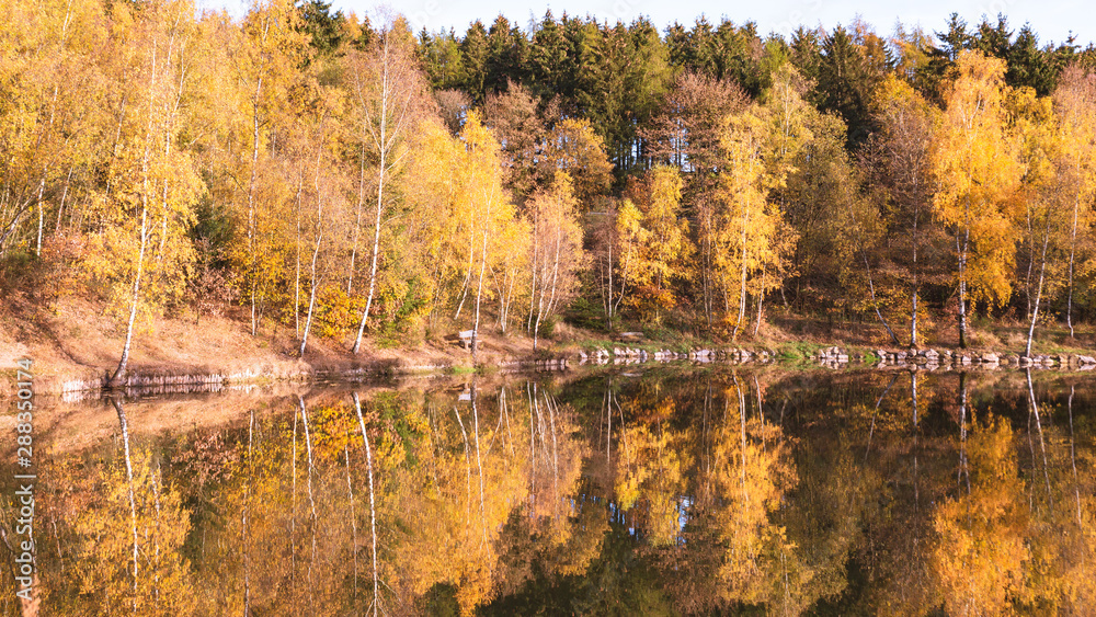 Obraz premium Autumn lake reflection