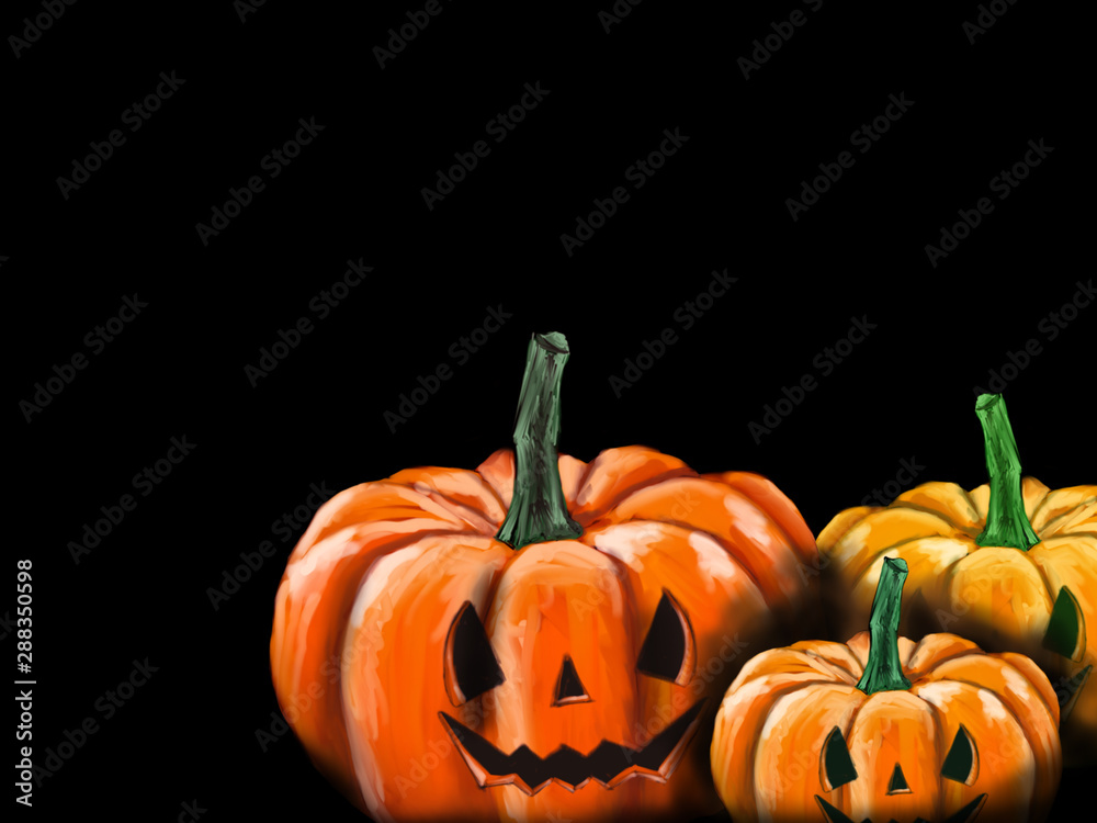 Obraz premium Trois citrouille d'Halloween