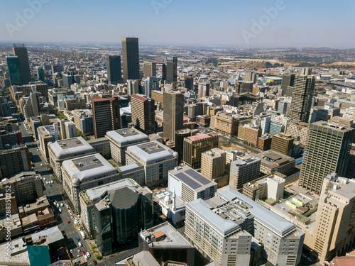 High angle view over Johannesburg city center, South Africa photo