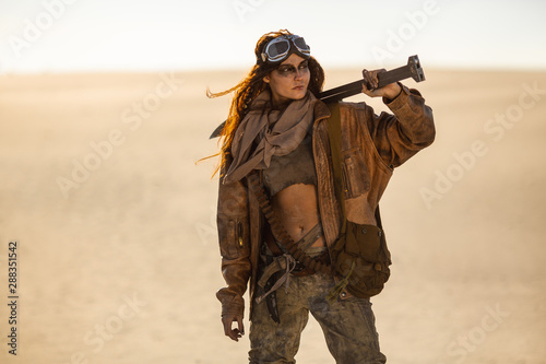 Post-apocalyptic Woman Outdoors in a Wasteland