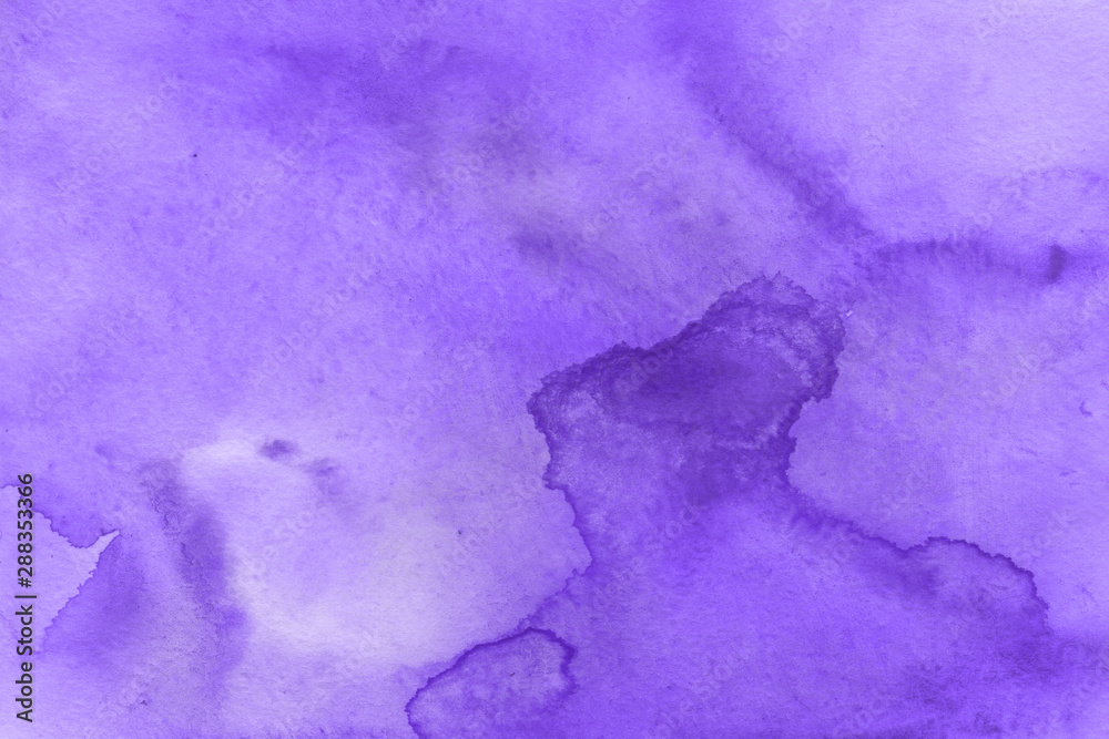 Violet watercolor and ink paper textures on white background. Chaotic stylish abstract organic design.