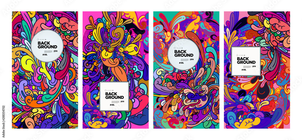 Fototapeta premium Vector Colorful Abstract Doodle Illustration Background for Banner, poster, website, story and pattern.