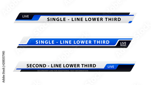 Vector video headline title or television news bar design template isolated on white background