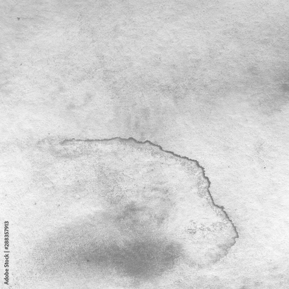 Naklejka premium Silver watercolor background on white paper. Paint leaks and ombre effects. 