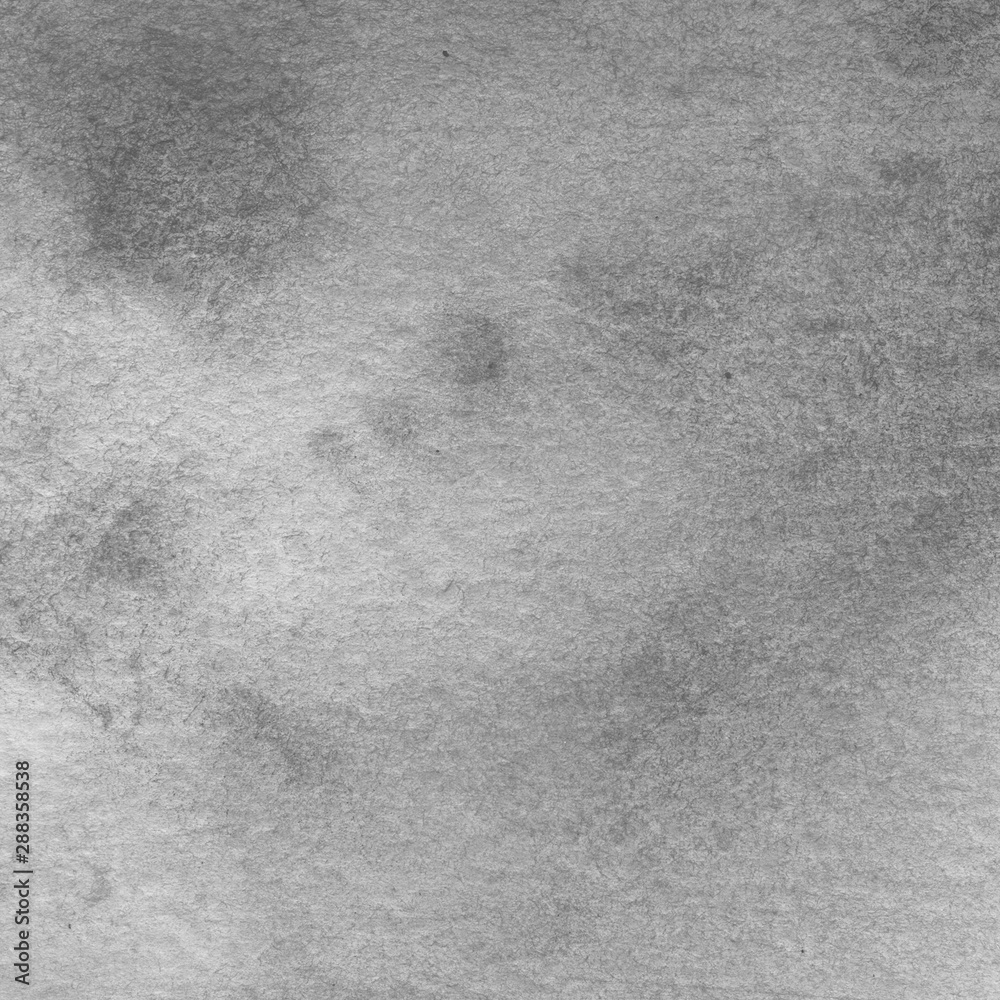 Obraz premium Silver watercolor background on white paper. Paint leaks and ombre effects. 