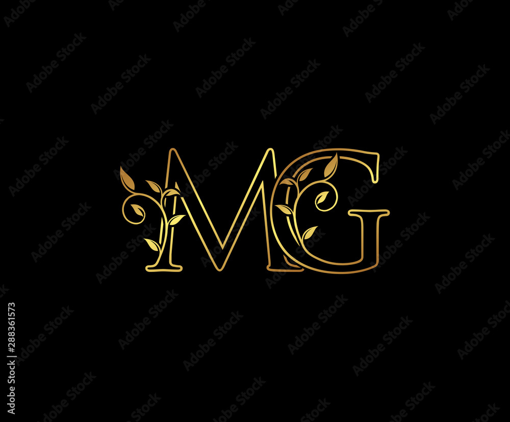 Initial letter M and G, MG, Gold Logo Icon, classy gold letter monogram logo  icon suitable for boutique,restaurant, wedding service, hotel or business  identity. Stock Vector
