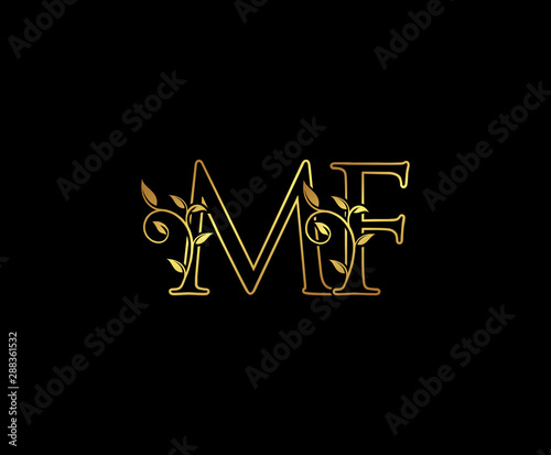 Initial letter M and F, MF, Gold Logo Icon, classy gold letter monogram logo icon suitable for boutique,restaurant, wedding service, hotel or business identity. © bintank