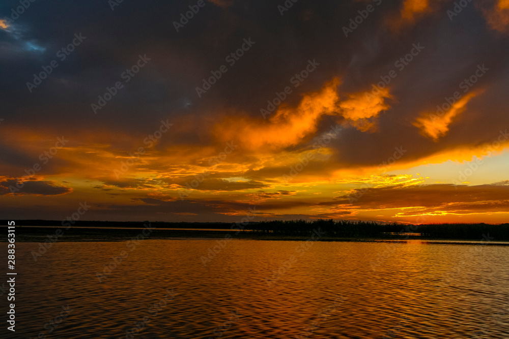 Sunset in the Dnieper River