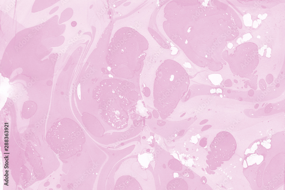 Pink marble ink paper textures on the white background. Chaotic abstract organic design.	