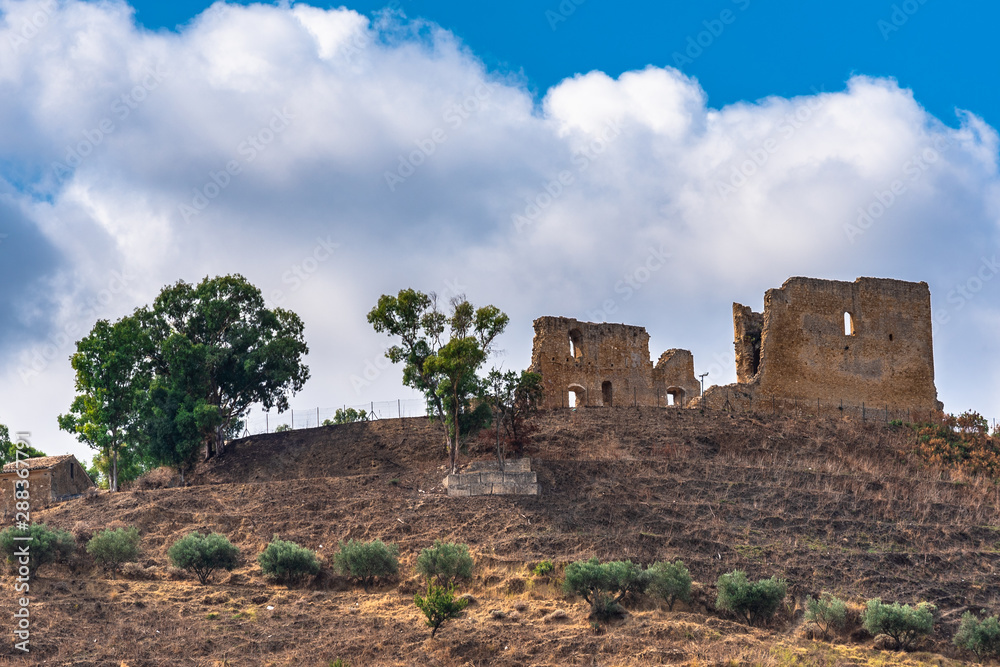 Picturesque View of Mazzarino Medieval Castle, Caltanissetta, Sicily, Italy, Europe