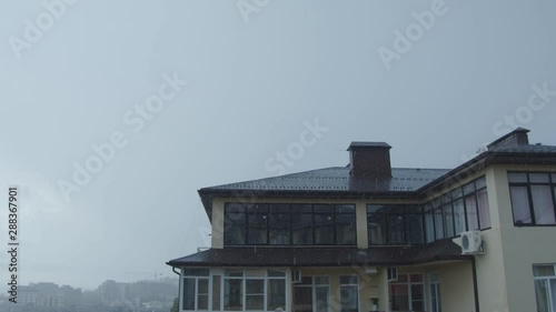 rain in Sochi against the backdrop of the sea. time is closer to sunset. raindro