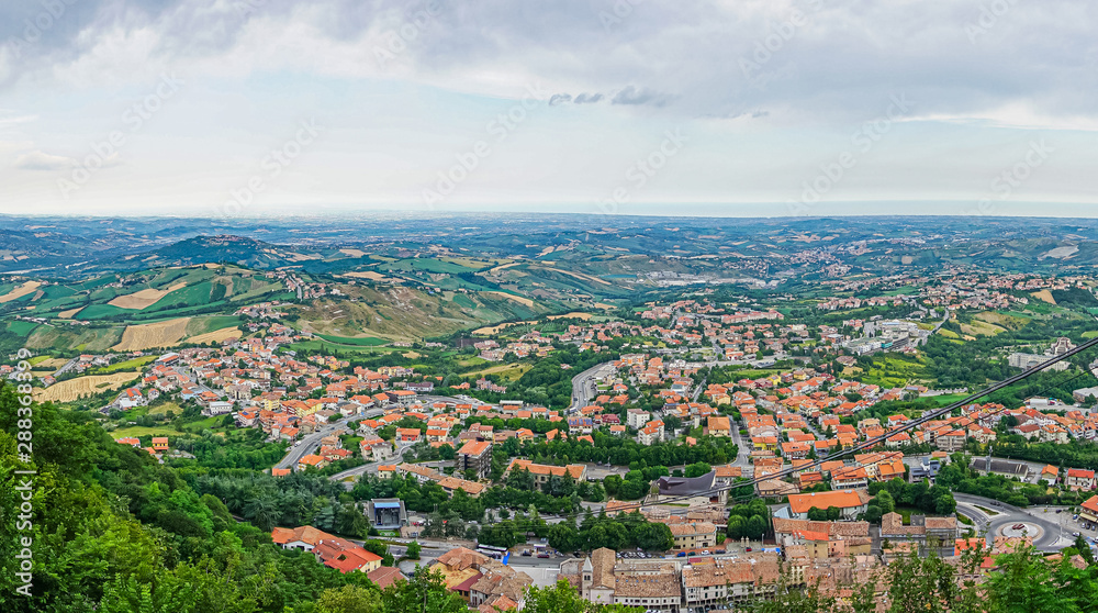 View on the country side of San Marino from capital city