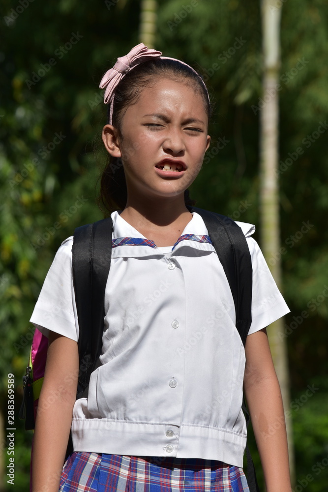 Girl Student And Confusion With Notebooks Girl Student And Confusion With Notebooks