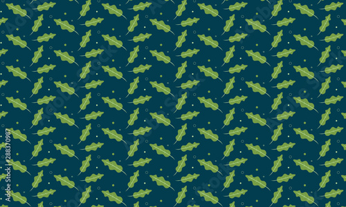 Jade Green Background and Comfrey Leaves with Dots Pattern Background