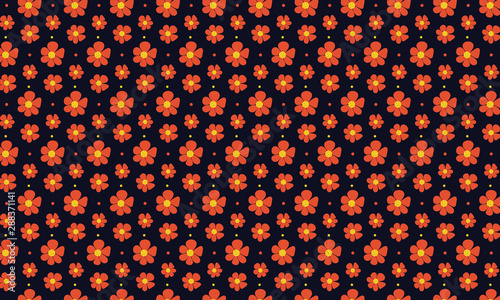 Dark Background and Orange California Poppy Flower Pattern Background