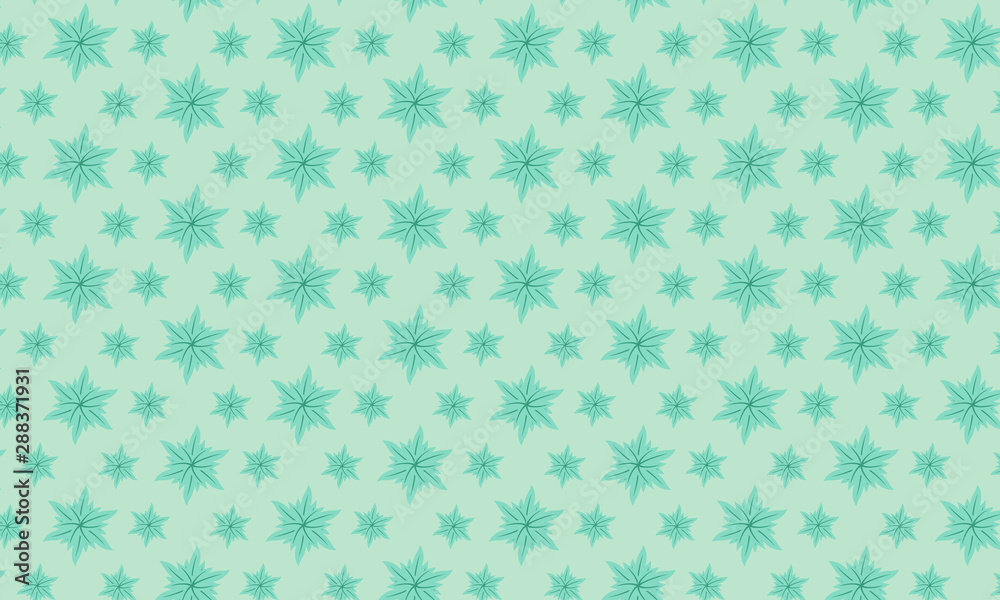 Turquoise Background and Lemon Balm Leaves Pattern Background