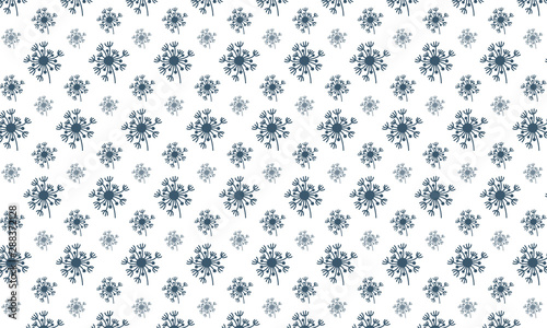 Prussian blue Pasque Flower Pattern Background