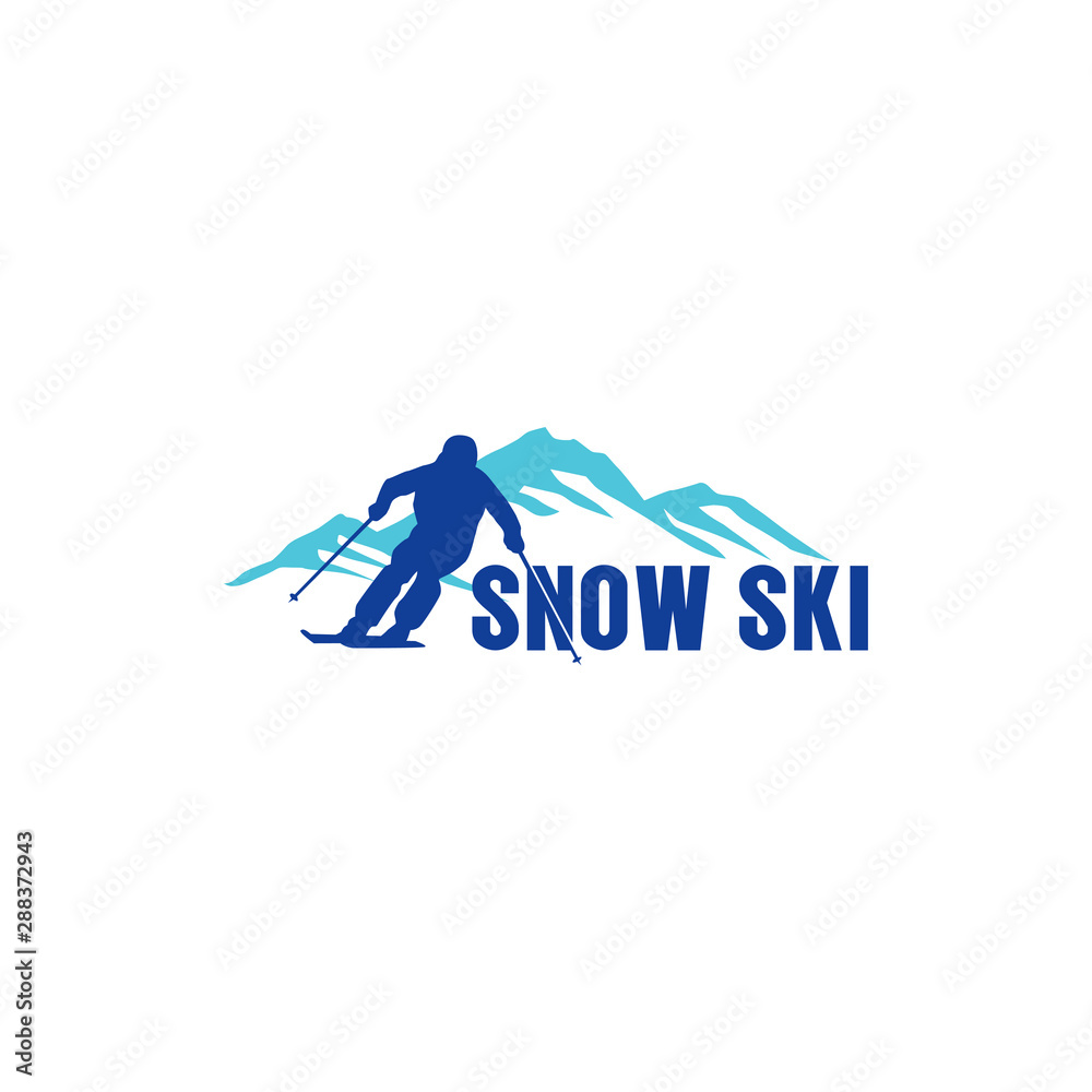 Logo for skiing with a silhouette of skier