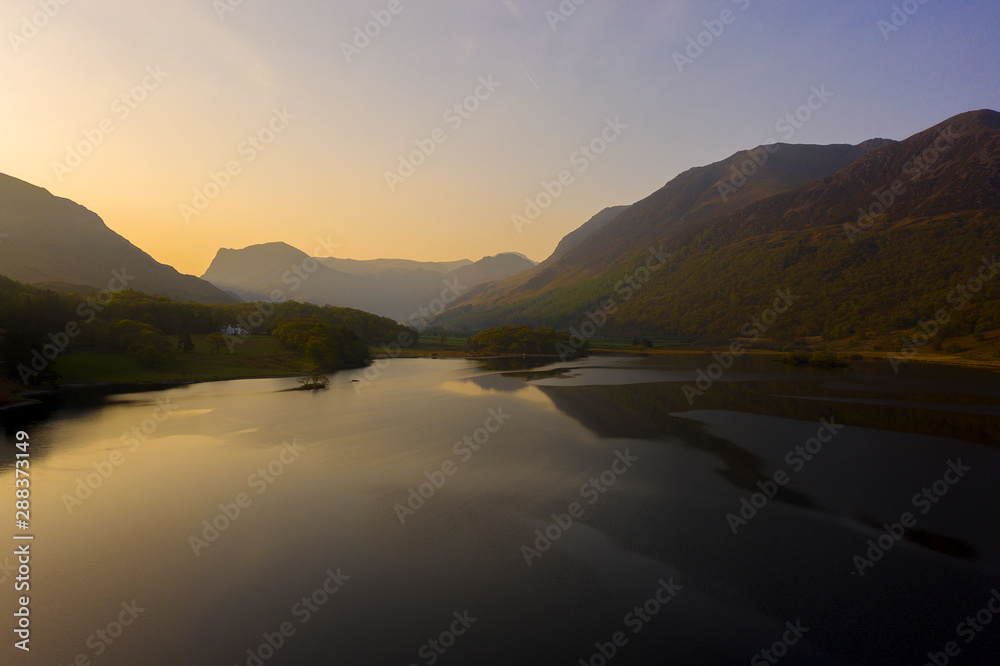 Sunrise over Crummock Water in the English Lake District