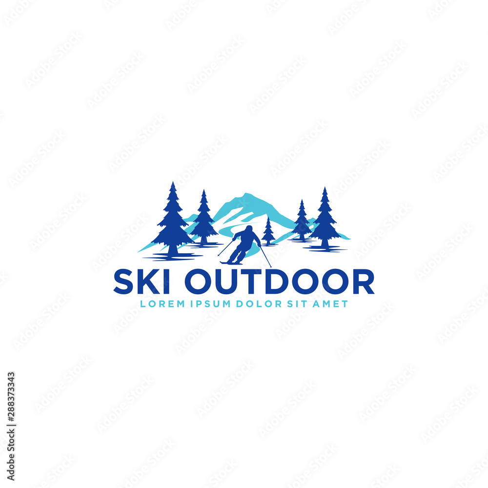 Logo for skiing with a silhouette of skier Logo for skiing with a silhouette of skier