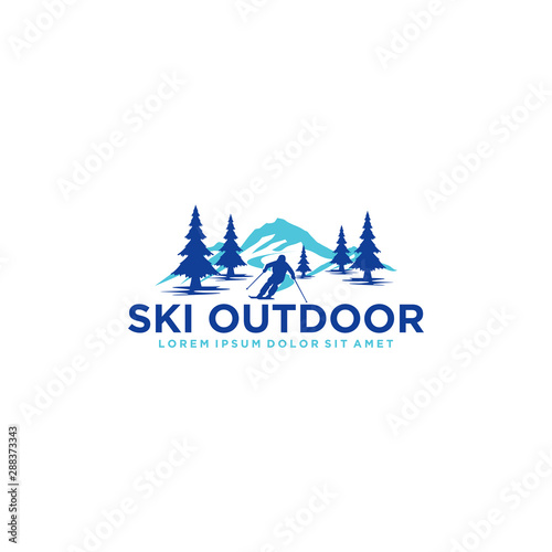 Wallpaper Mural Logo for skiing with a silhouette of skier Torontodigital.ca