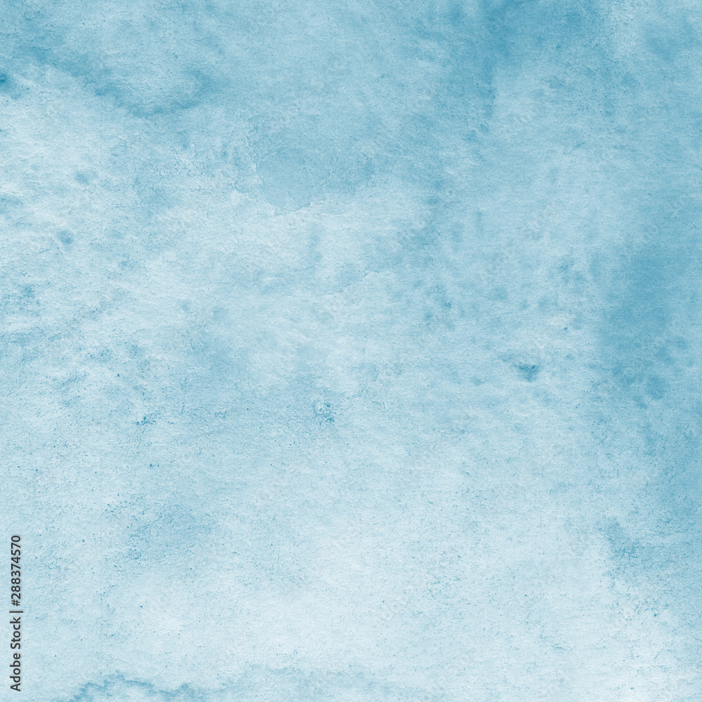 Blue watercolor winter texture with abstract washes and brush strokes on the white paper background. Blue watercolor winter texture with abstract washes and brush strokes on the white paper background.