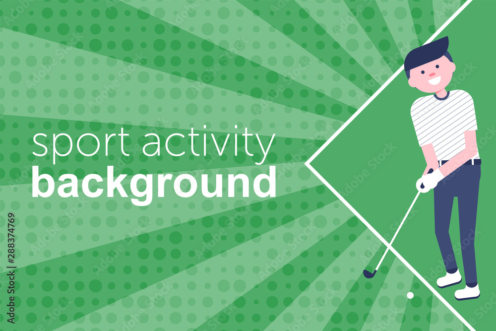 Fototapeta premium Golf cartoon character in flat style