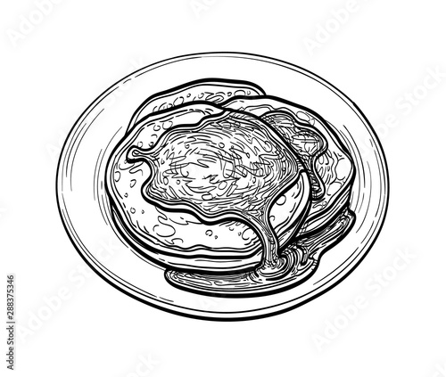 Ink sketch of pancakes