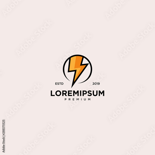 Lightning Emblem Label logo design vector