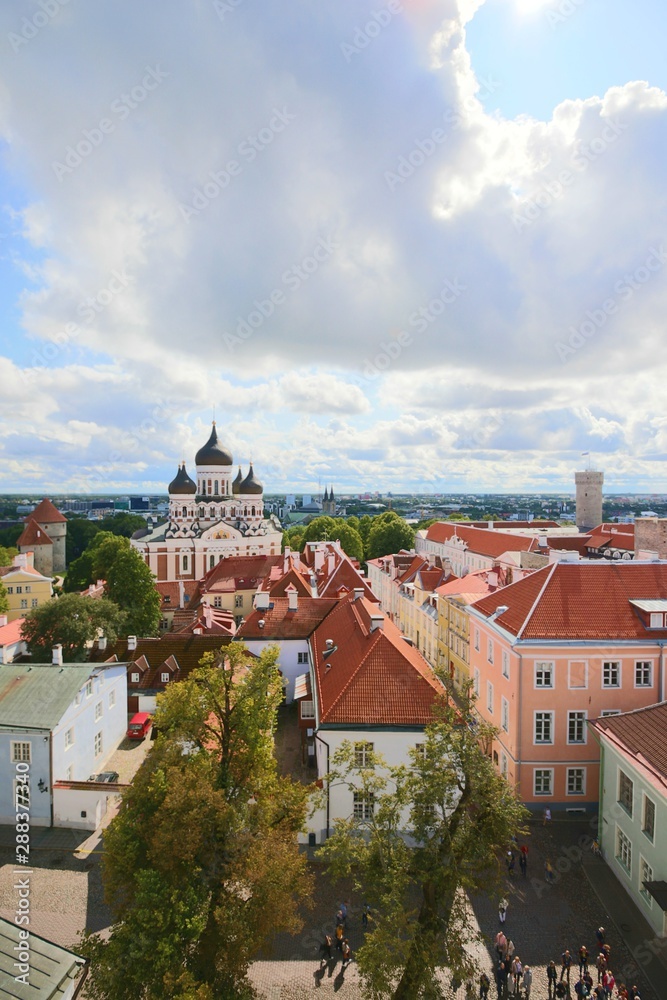 Panoramic view of Tallinn old town, Tallinn, Estonia
