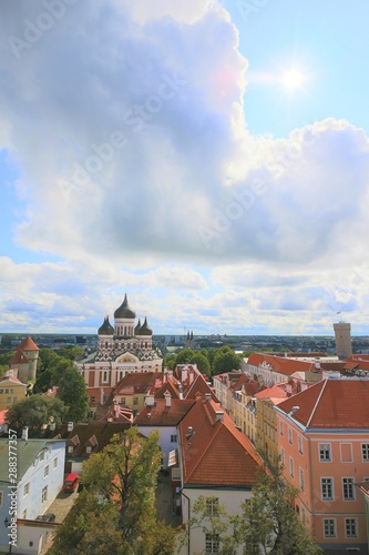 Panoramic view of Tallinn old town, Tallinn, Estonia