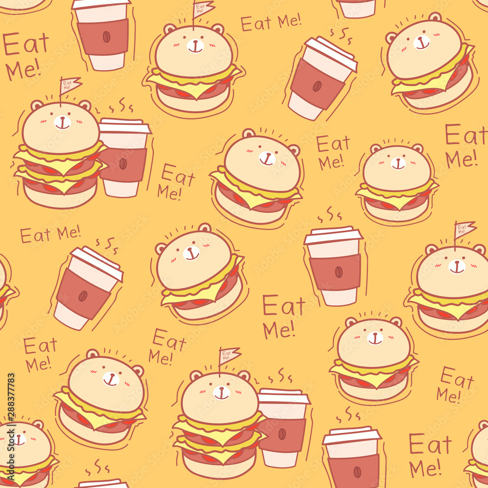 Seamless pattern burger background. Vector Illustration. Seamless pattern burger background. Vector Illustration.
