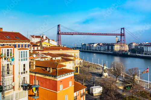 Vizcaya Bridge (Puente Colgante) is the oldest transporter bridge built in 1893 and UNESCO World Heritage Site, Portugalete, Basque Country, Spain photo