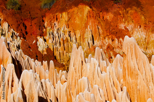 The Tsingy Rouge (Red Tsingy) is a stone formation of red laterite formed by erosion of the Irodo River in the region of Diana in northern Madagascar.