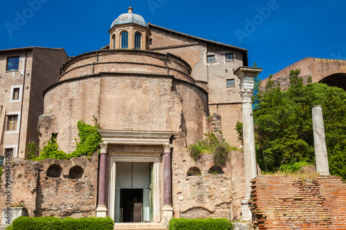 Ancient Romulus Temple at the Roman Forum in Rome