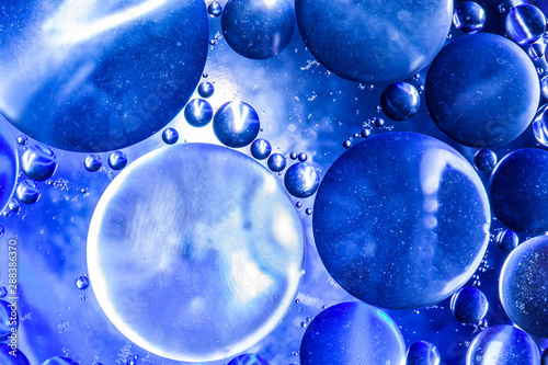 oil bubbles blue colour macro background