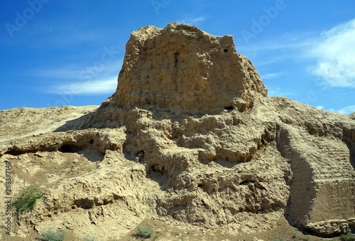 Ancient fortifications at Sauran in sourthern Kazakhstan photo