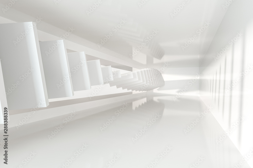 White empty room with sunshine from the side, 3d rendering White empty room with sunshine from the side, 3d rendering