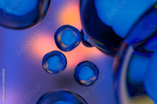 Colorful background and cells, the concept of biotechnology, 3d rendering