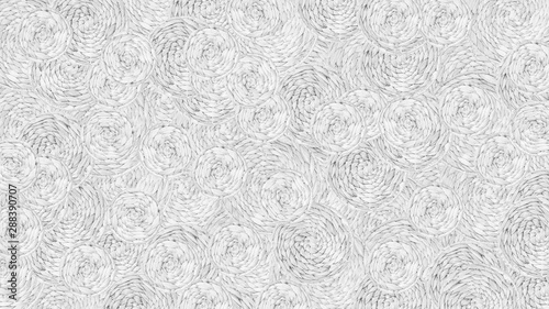 Circles made of waterhiacynth basket. White texture of plaid.