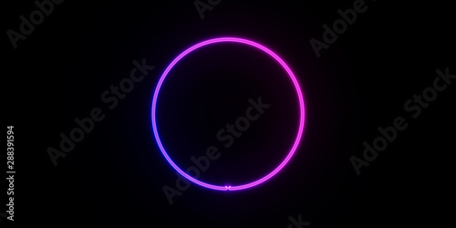 neon light circle frame on dark background